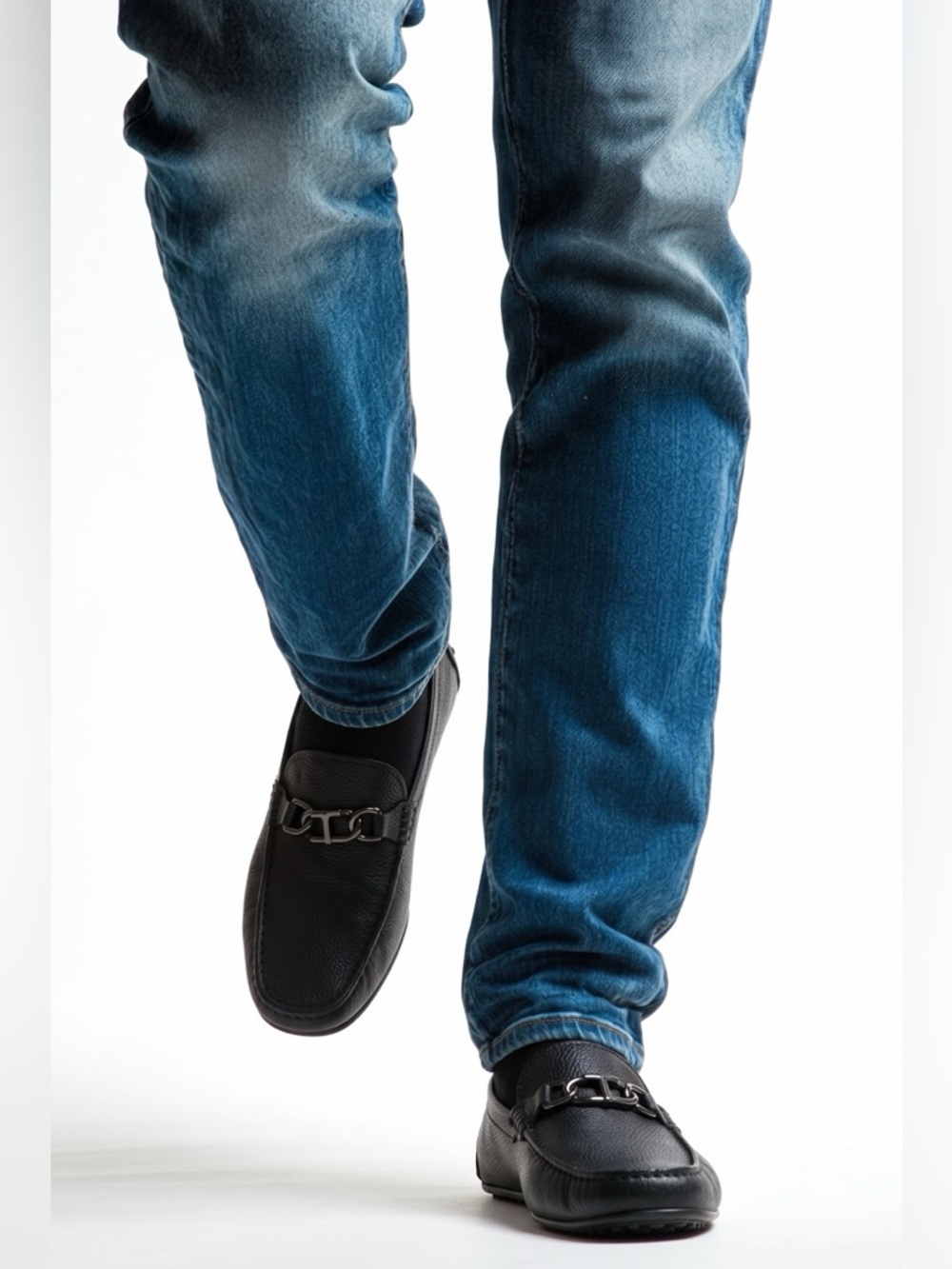 Tod's Black Pebbled Leather Bit Loafers